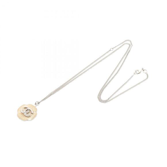 CHANEL Silver Logo Necklace